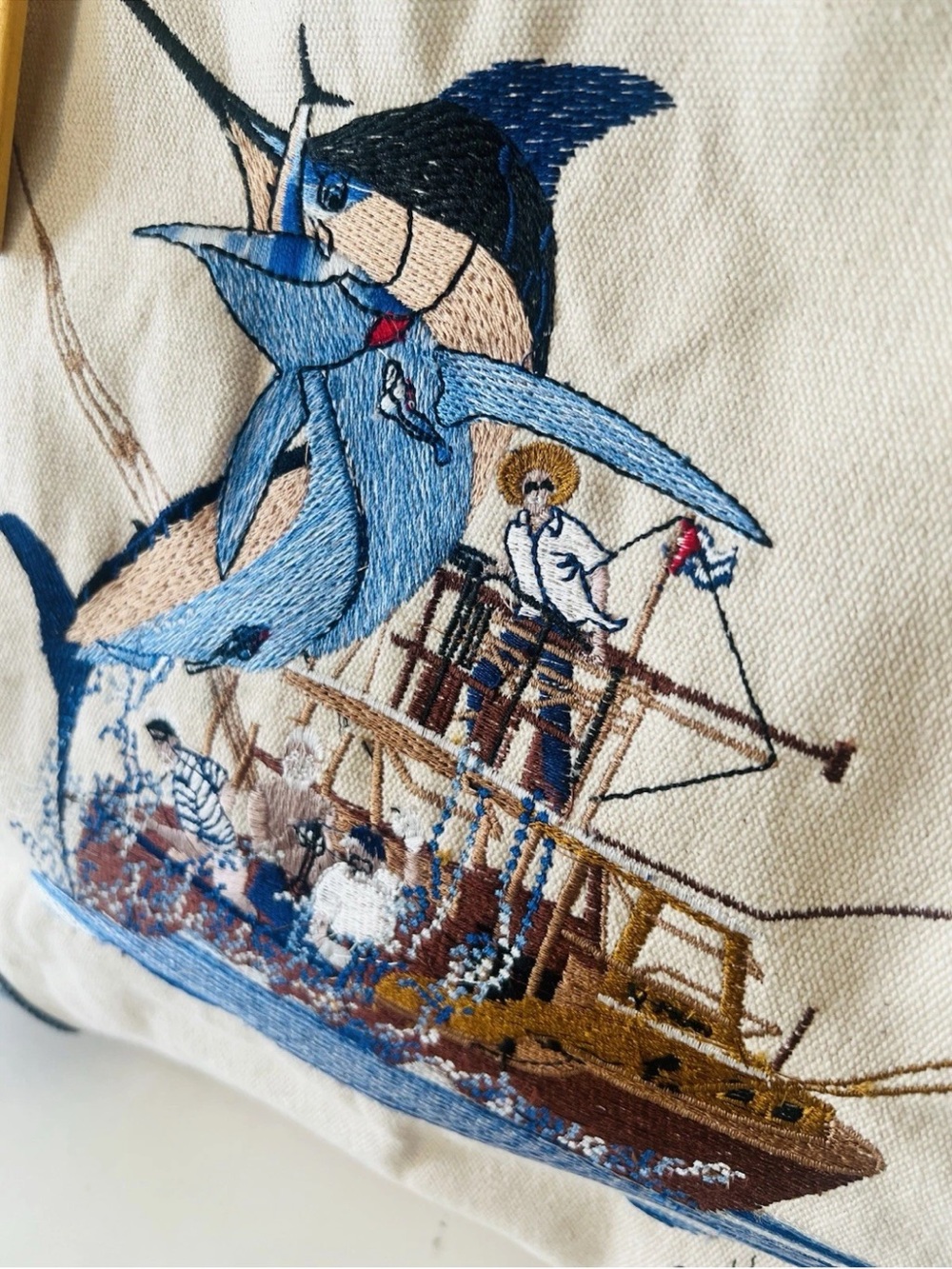 GUY HARVEY “Save Our Oceans” Large White Canvas Boat Tote Bag - Picture 2 of 14
